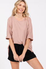 Mauve Waffle Knit Dolman Top