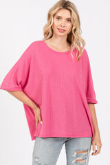 Pink Waffle Knit Dolman Top