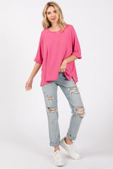 Pink Waffle Knit Dolman Top