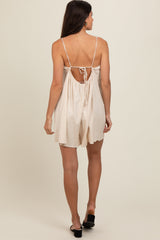 Beige Adjustable Tie Back Romper