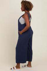 Navy Blue V-Neck Wide Leg Jumpsuit