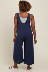 Navy Blue V-Neck Wide Leg Jumpsuit