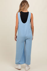 Light Blue V-Neck Wide Leg Maternity Jumpsuit