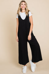 Black V-Neck Wide Leg Jumpsuit