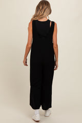 Black V-Neck Wide Leg Maternity Jumpsuit