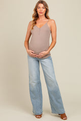 Blue Wide Leg Flare Maternity Jeans