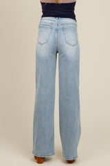 Blue Wide Leg Flare Maternity Jeans