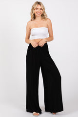 Black Wide Smock Waist Maternity Pants