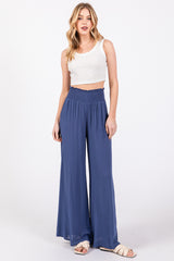 Navy Wide Smock Waist Pants