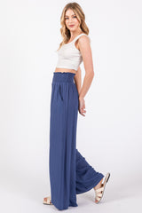 Navy Wide Smock Waist Pants