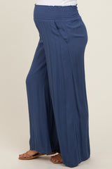 Navy Wide Smock Waist Maternity Pants