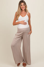 Grey Wide Smock Waist Maternity Pants