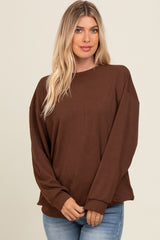 Brown Drop Shoulder Maternity Sweatshirt