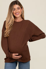 Brown Drop Shoulder Maternity Sweatshirt