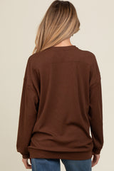 Brown Drop Shoulder Maternity Sweatshirt