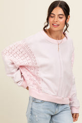 Pink Lace French Terry Top