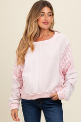 Pink Lace French Terry Maternity Top