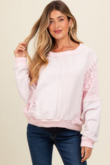 Pink Lace French Terry Maternity Top