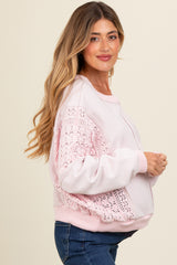 Pink Lace French Terry Maternity Top