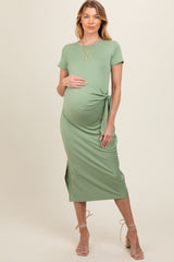 Light Green Side Tie Maternity Midi Dress