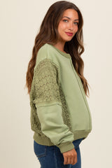 Sage Lace French Terry Maternity Top