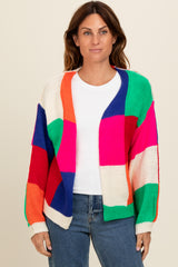 Multicolor Checkered Cardigan Sweater