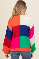 Multicolor Checkered Maternity Cardigan Sweater