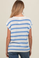 Blue Striped Knit Maternity Short Sleeve Top