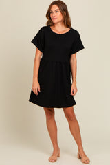 Black Cut Edge Short Sleeve Dress