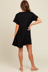 Black Cut Edge Short Sleeve Dress