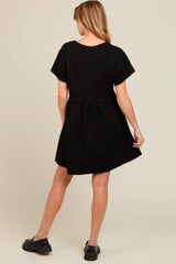 Black Cut Edge Short Sleeve Maternity Dress