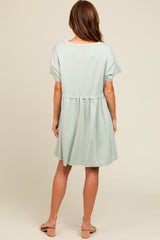 Sage Cut Edge Short Sleeve Dress