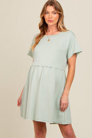 Sage Cut Edge Short Sleeve Maternity Dress