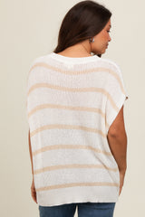 Taupe Striped Drop Shoulder Maternity Sweater Top