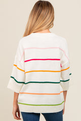 Ivory Multicolor Stripe Maternity Sweater Top