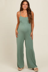 Light Olive Wide Leg Maternity Jumpsuit