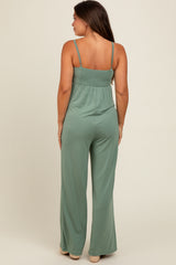 Light Olive Wide Leg Maternity Jumpsuit