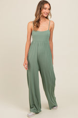 Light Olive Wide Leg Maternity Jumpsuit