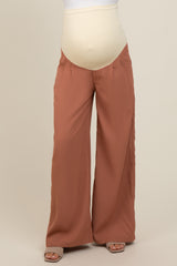 Rust Wide-Leg Maternity Trousers