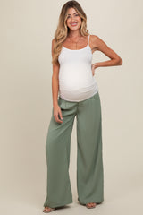 Light Olive Wide-Leg Maternity Trousers