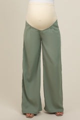 Light Olive Wide-Leg Maternity Trousers