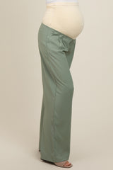 Light Olive Wide-Leg Maternity Trousers