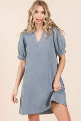 Blue Denim Pocketed Maternity Dress