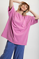 Magenta Faded Wash Maternity Short Sleeve Top