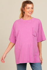 Magenta Faded Wash Maternity Short Sleeve Top