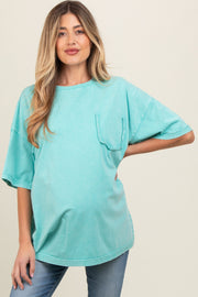 Aqua Faded Wash Maternity Short Sleeve Top