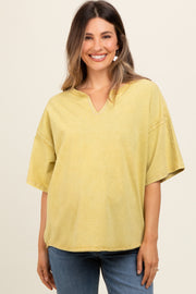 Lime Washed Cotton Jersey Oversized Maternity Top