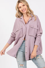 Lavender Cotton Gauze Button Down Maternity Shirt