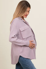 Lavender Cotton Gauze Button Down Maternity Shirt