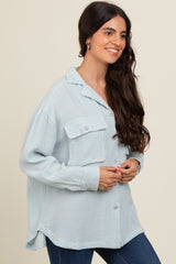 Light Blue Cotton Gauze Button Down Shirt